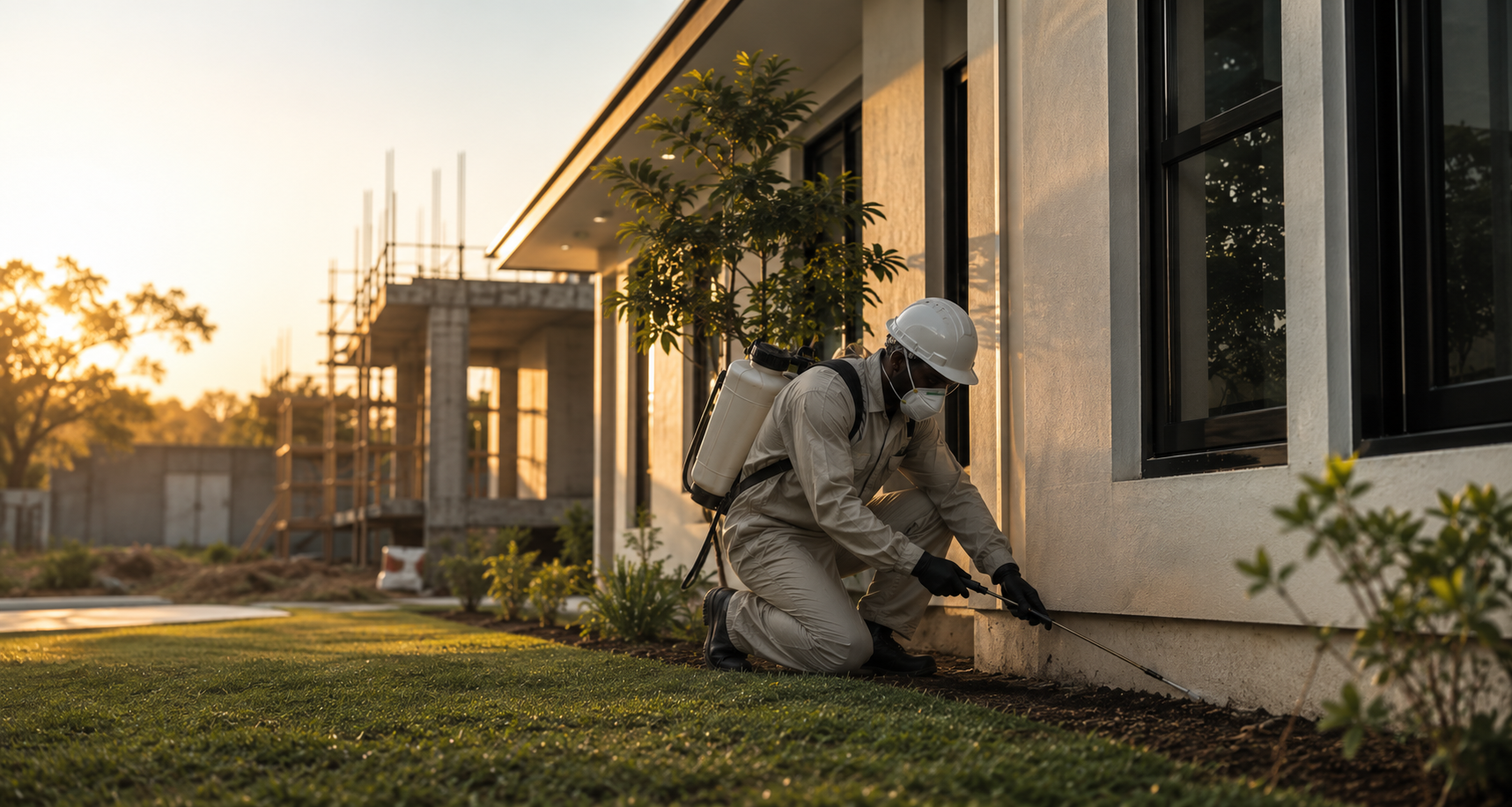 Sulwe Environmental Guard technician treating a construction site for termites